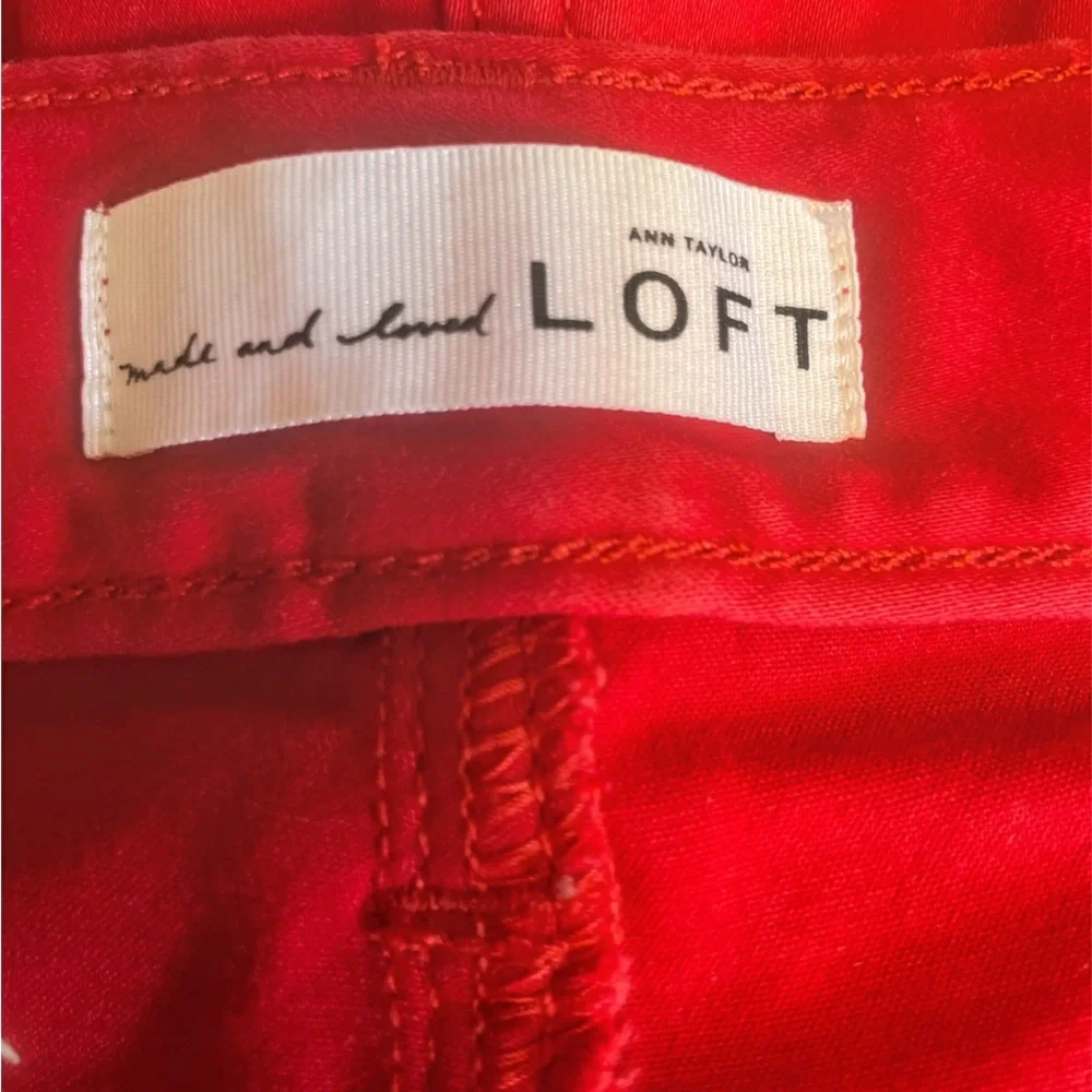 LOFT Red Stretch Leggings - Picture 4 of 6